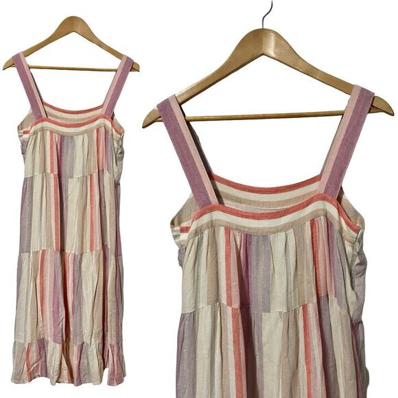 Rails Amaya Juliette Stripe Tiered Midi Dress Size S Multicolor Beachy Resort - Picture 2 of 7